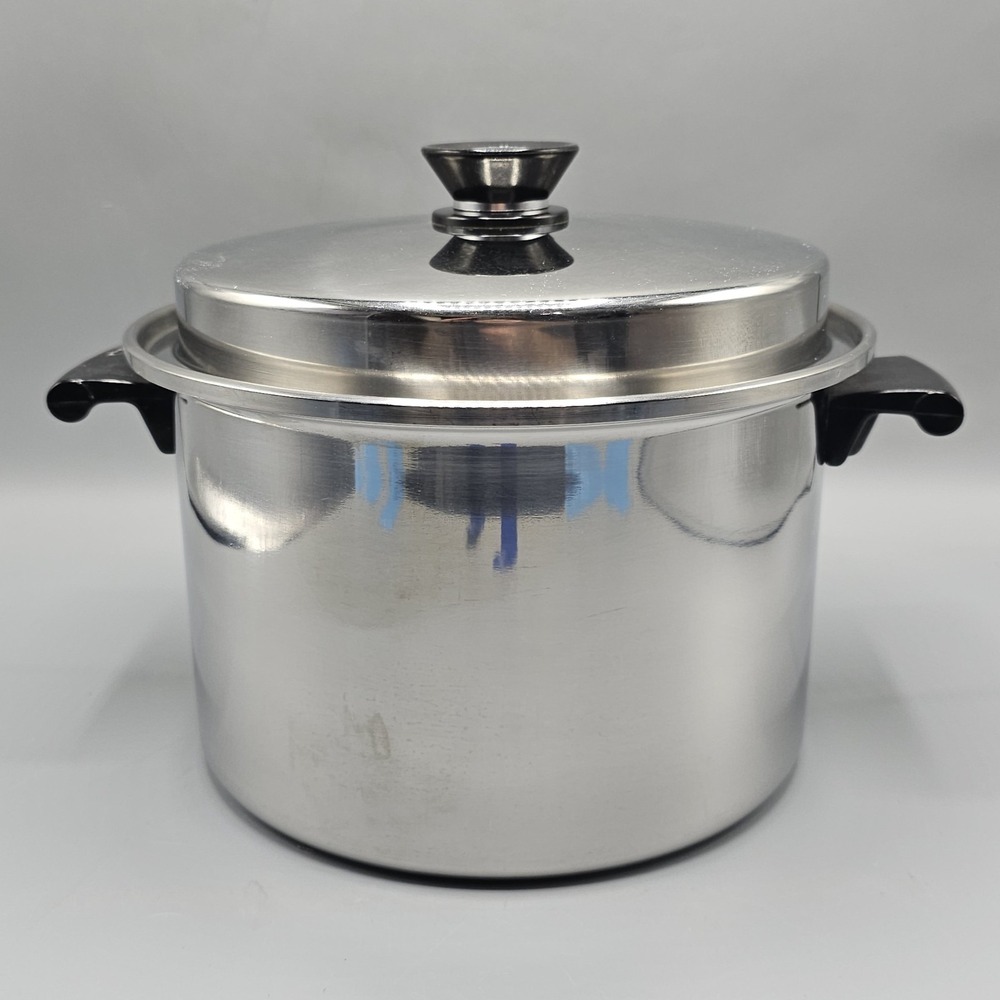 Vintage Amway Queen Stockpot 6 Quart 18/8 Stainless Steel Sauce Pan Multi-Pli